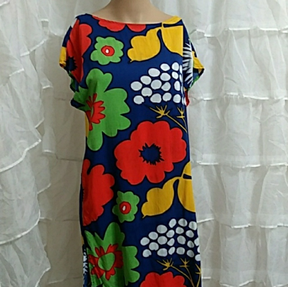 MARIMEKKO Pull Over Floral Cap Sleeve Shift Dress